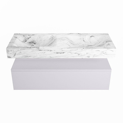 MONDIAZ ALAN - DLUX Badkamermeubelset - 120cm - onderkast - Cale - 1 lade - vrijhangende wastafel - 2 wasbakken - 0 kraangaten - Glace SW805931