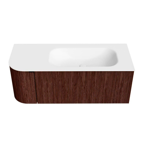 Mondiaz KURVE Ensemble meuble de salle de bains - 115x46x40cm - 1 tiroir - 1 porte - lavabo solid surface - droite - 1 trou de robinet - Ruby SW1415604