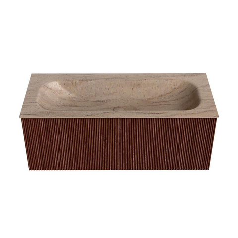 MONDIAZ KURVE-DLUX Meuble de salle de bains 110 cm couleur Ruby avec 1 tiroir et 0 porte. Lavabo BIG MEDIUM Central 1 trou de robinet Saba. SW1433478