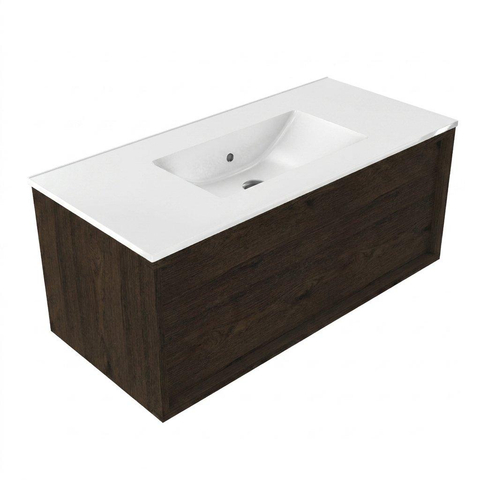 Saniclass Holz Frame Meuble de salle de bain - 100x45x40cm - lavabo en céramique blanc - 1 vasque - sans trous de robinet - 1 tiroirs - Charcoal SW1437750