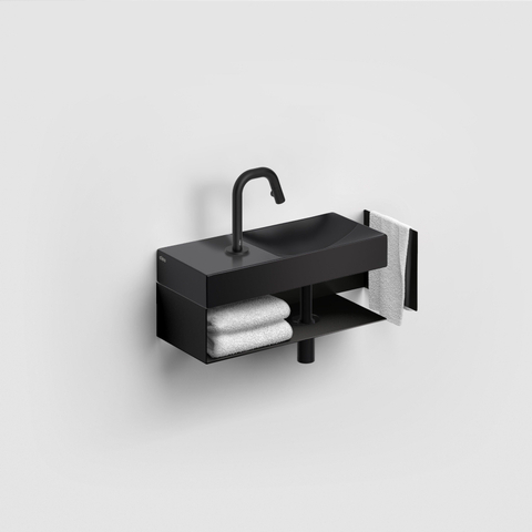 Clou Vale Lave-main 45cm avec trou pour robinet à gauche Céramique Noir mat SW451472