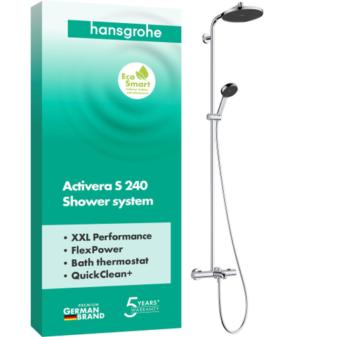 Hansgrohe Activera S - showerpipe - 240 - 1jet - baduitloop - Ecostat Fine - ecosmart - hoogglans chroom SW1388331