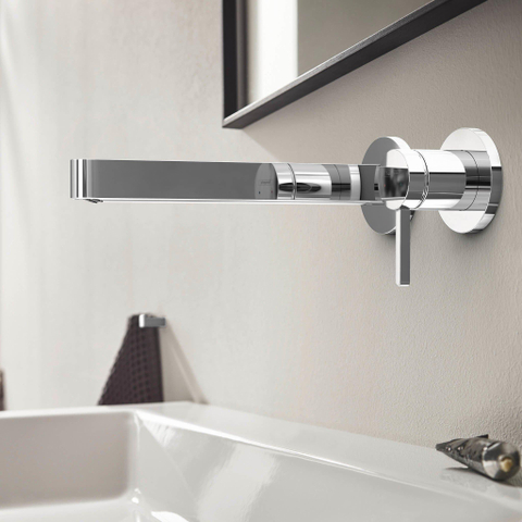 Hansgrohe Finoris 1 greeps wastafelkraan - inbouw - voorsprong 228 mm - met afvoerplug - hoogglans chroom SW651162