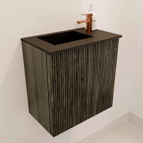 Mondiaz JOYA 40cm meuble de toilette - couleur Shadow - Vasque FAYE position Gauche 1 trou de robinet couleur Urban. SW1421490