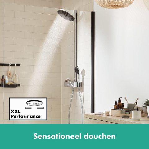 Hansgrohe Pulsify s Showerpipe - 2jet - ecosmart - met ShowetTablet - select - 400 - hoogglans chroom SW651014