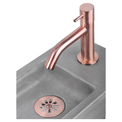 Differnz Ravo pack lave-mains – 38,5 x 18,5 x 9 cm – béton gris clair – robinet courbé cuivre SW705500