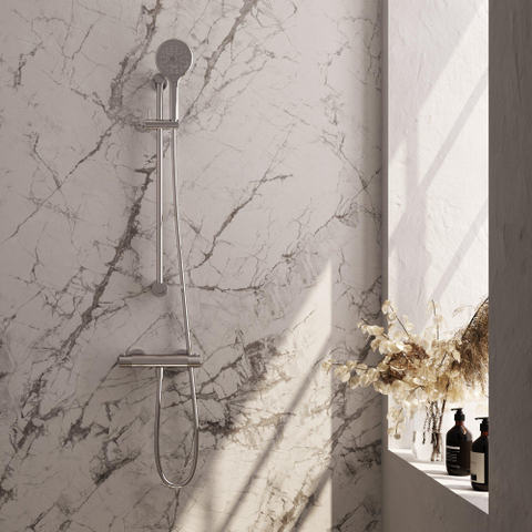 Robinet de douche encastré Brauer Chrome - barre de douche - 1 fonction - 2 boutons avec relief - douchette ronde 3 positions - chrome SW1164672