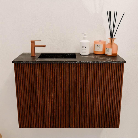 Mondiaz JOYA-DLUX 60cm toiletmeubel - kleur Ruby - Wastafel FAYE positie Links 1 kraangat kleur Lava. SW1423622