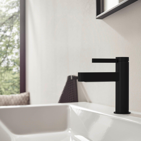 Hansgrohe Finoris Toiletkraan - 100 met rechte greep - voor koud water of vooraf ingestelde temperatuur - zonder afvoer - mat zwart SW651066
