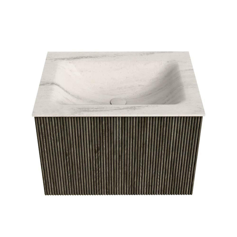 MONDIAZ KURVE-DLUX Meuble de salle de bains 60 cm couleur Shadow avec 1 tiroir et 0 porte. Lavabo CLOUD Central sans trou de robinet Meli. SW1431753