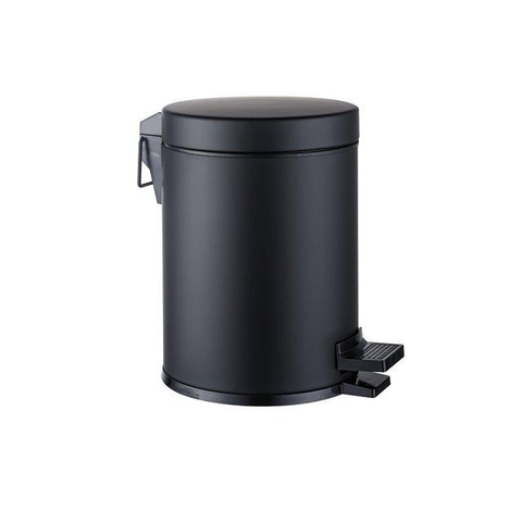 FugaFlow Eccelente Ensemble accessoires toilettes 5 pièces - porte-rouleau de papier toilette - porte-rouleau de réserve - porte-brosse WC - crochet porte-serviette - poubelle à pédale - noir mat SW1450719