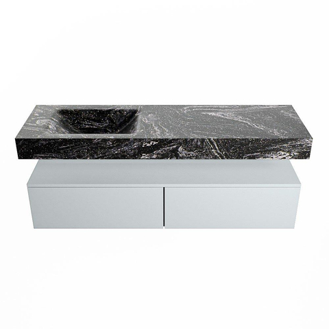 Mondiaz ALAN-DLUX Ensemble de meuble - 150cm - meuble Clay mat - 2 tiroirs - Lavabo Cloud Lava suspendu - vasque Gauche - 1 trou de robinet SW808632