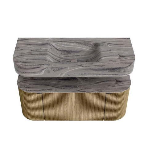 MONDIAZ THOR-DLUX Meuble de salle de bains - 110cm - arrondi gauche + droite - couleur Dusk - 1 tiroir - 2 portes - Vasque suspendue CLOUD Centre 1 trou de robinet couleur Sombra SW1463077