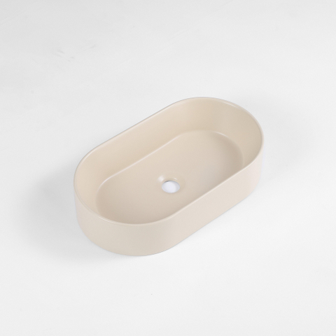 QeramiQ Dely Vasque à poser - 52x30x11.5cm - ovale - céramique - beige SW1448796