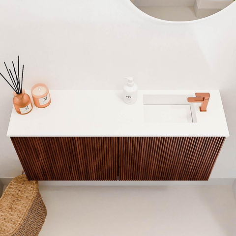 Mondiaz JOYA 90cm meuble de salle de bains - couleur Ruby - Vasque FAYE position Droite 1 trou de robinet couleur Talc. SW1421748