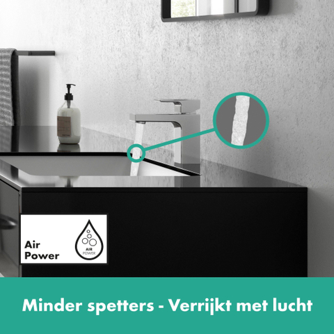 Hansgrohe Vernis Shape 1 greeps wastafelkraan - 100 met trekwaste - hoogglans chroom SW651367