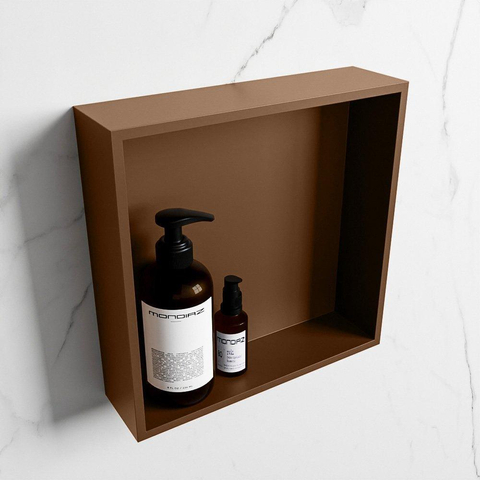 Mondiaz Easy nis 29.5x29.5x8cm - inbouw/opbouw - 1 open vak - Solid surface - Rust SW643626