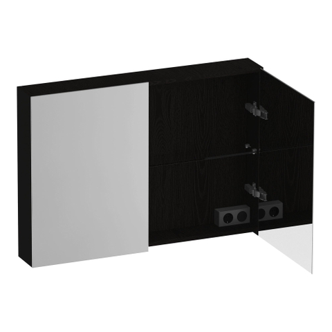 BRAUER Impress armoire de toilette – 99 x 70 x 15 cm – 2 portes, portes-miroir double face – Timber Black SW1198993