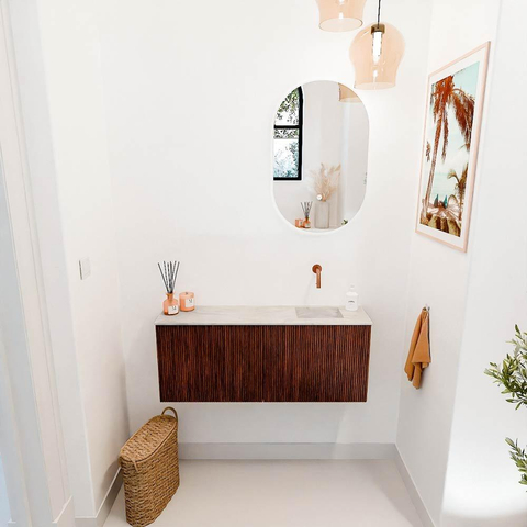 Mondiaz JOYA-DLUX 100cm toiletmeubel - kleur Ruby - Wastafel FAYE positie Rechts Zonder kraangat kleur Ostra. SW1423792