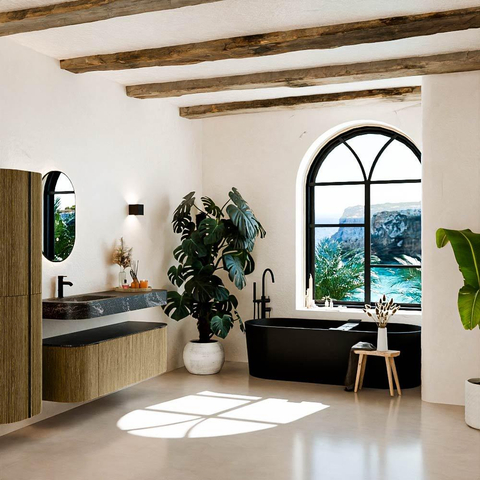 MONDIAZ THOR-DLUX 140cm meuble de salle de bains arrondi gauche + droite couleur Dusk avec 1 tiroir et 2 portes. Vasque suspendue CLOUD Gauche 1 trou de robinet couleur Lava. SW1464230