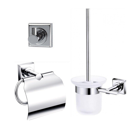Best Design Viera toiletset met toiletborstelgarnituur closetrolhouder en handdoekhaak RVS hoogglans chroom SW20691