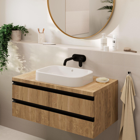 Hansgrohe Vernis Blend 1 greeps wastafelkraan - inbouw - voor wandmontage - voorsprong 20 - 7 cm - mat zwart SW651528
