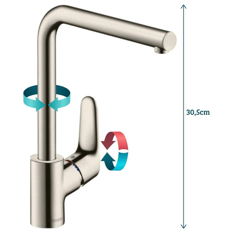 Hansgrohe Focus m41 Eengreeps keukenmengkraan - 280 - rvs look GA66531