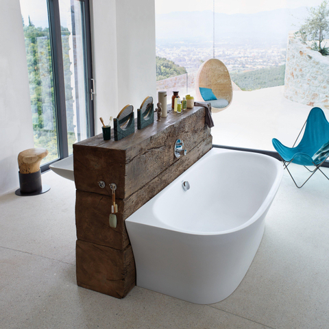 Duravit Cape cod Kunststof bad acryl - back-to-wall - 190x90x64cm - met aangevormd paneel - glans wit 0300898