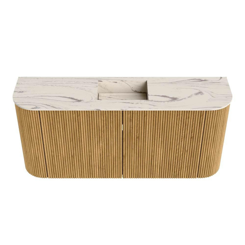 Mondiaz JOYA-DLUX 93.2cm toiletmeubel - ronding links en rechts kleur Oak - Wastafel FAYE positie Midden Zonder kraangat kleur Nata. SW1424084