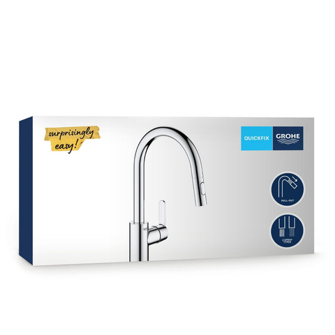 Grohe Get 1-gats Keukenkraan - hoge draaibare uitloop - met handdouche - voorsprong 22.3cm - chroom SW280652