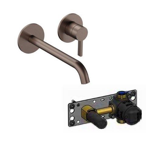 Hotbath Ace Wastafelmengkraan - inbouw - afbouwdeel - 20cm - inbouwdeel - PVD - geborsteld koper SW1233201