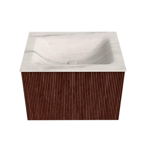 MONDIAZ KURVE-DLUX 60cm badmeubel kleur Ruby met 1 lade en 0 deuren. Wastafel CLOUD Midden zonder kraangat Meli. SW1431992