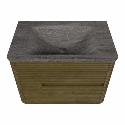 Mondiaz CIRO-DLUX Meuble de salle de bains - 70x45x50cm - Vasque solid surface Oza - 1 lavabo au milieu - sans trous de robinet - 2 tiroirs - Dusk SW1533260