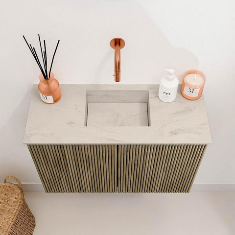 Mondiaz JOYA-DLUX 60cm toiletmeubel - kleur Dusk - Wastafel FAYE positie Midden Zonder kraangat kleur Opalo. SW1423312