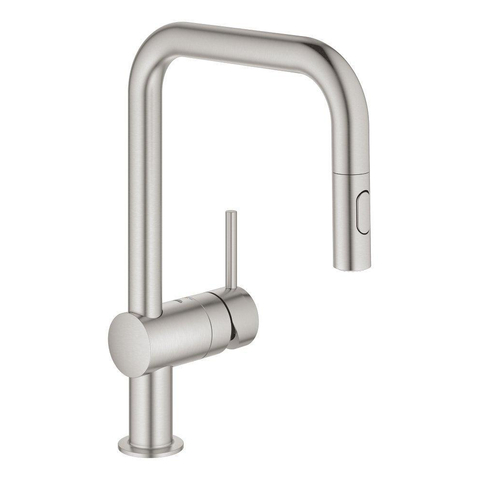 Grohe Minta Keukenkraan - draaibare/uittrekbare uitloop - 2 straalsoorten - Brushed Supersteel (RVS) SW225335
