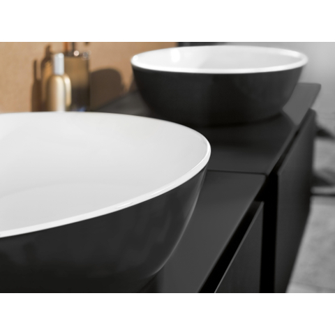 Villeroy & Boch Artis opzetwastafel ovaal - 61x41x12.5cm - zonder kraangat - zonder overloop - Coal Black (glans zwart) SW68832