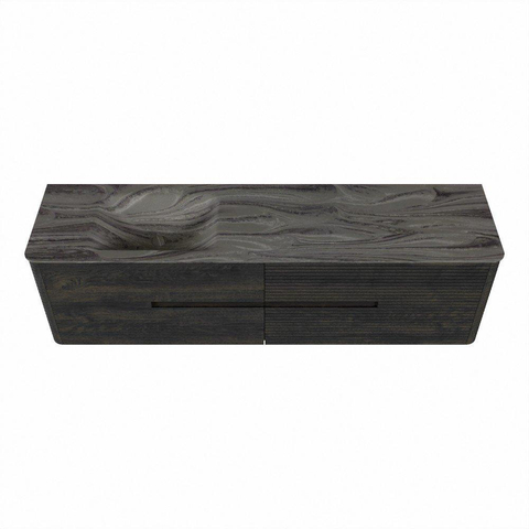Mondiaz CIRO-DLUX Meuble de salle de bains complet - 180x45x50cm - Plan vasque solid surface Sombra - 1 vasque à gauche - 1 trou de robinet - 4 tiroirs - Shadow SW1532786