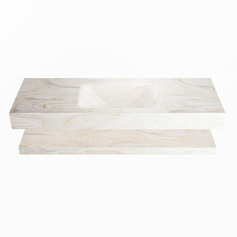 Mondiaz ALAN-DLUX Ensemble de meuble - 130cm - meuble Ostra mat - 0 tiroirs - Lavabo Cloud Ostra suspendu - vasque Centre - 1 trou de robinet SW809345