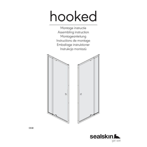 Sealskin Hooked draaideur 100x200cm voor nis 6mm veiligheidsglas zilver hoogglans SW543188