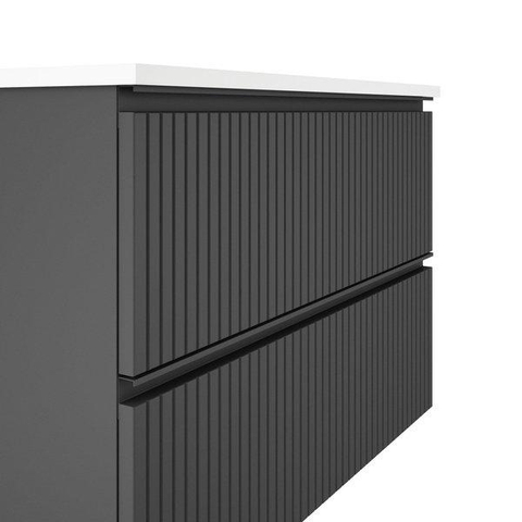 Saniclass Prime Blend Wastafelonderkast - 100x55x45.9cm - 2 lades - geintegreerde greep - met topblad - mat antraciet SW999895