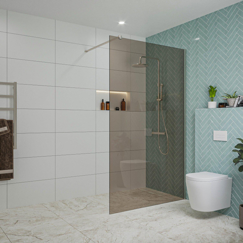 Fortifura Galeria Douche à l'italienne - 120x200cm - verre fumé - Inox brossé SW876904