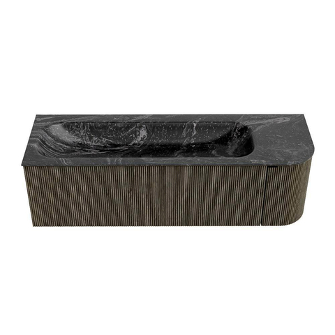 Mondiaz KURVE-DLUX Badkamermeubelset - 145x46x40cm - 1 lade - 1 deur - wastafel solid surface - links - 2 kraangaten - Shadow SW1414680