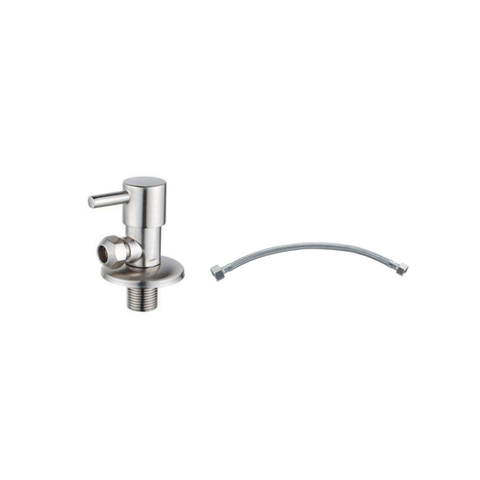 Fortifura Calvi Robinet d'arrêt d'angle avec tuyau flexible - tuyau de 30cm - 1/2"x3/8" - acier inoxydable brossé SW1382520