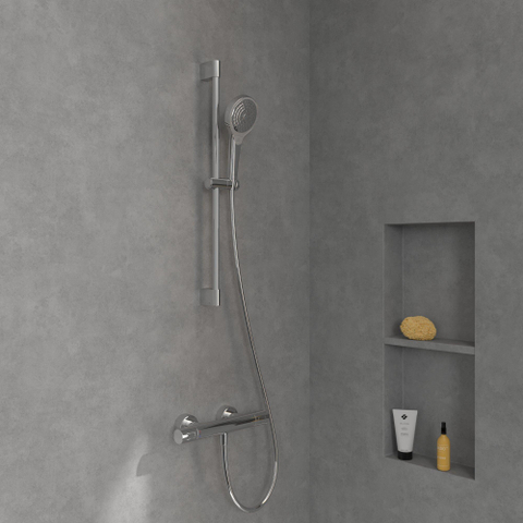 Villeroy & Boch Verve Showers Glijstangset - met drie functies - voor wandmontage - hoogglans chroom SW974369