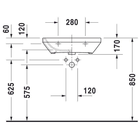 Duravit Durastyle Med wastafel - zonder overloop - met kraangat - 60x44cm - wit SW54109