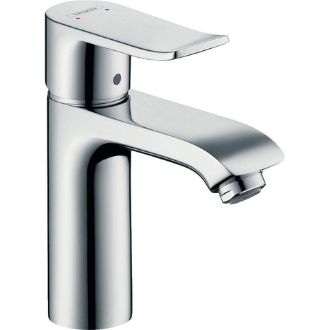 Hansgrohe Metris 1 greeps wastafelkraan - 110 LowFlow - met trekwaste - hoogglans chroom 0452195
