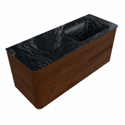 Mondiaz CIRO-DLUX Badkamermeubelset - 120x45x50cm - Solid surface wastafel Lava - 1 wasbak Rechts - 1 kraangat - 2 lades - Ruby SW1531587