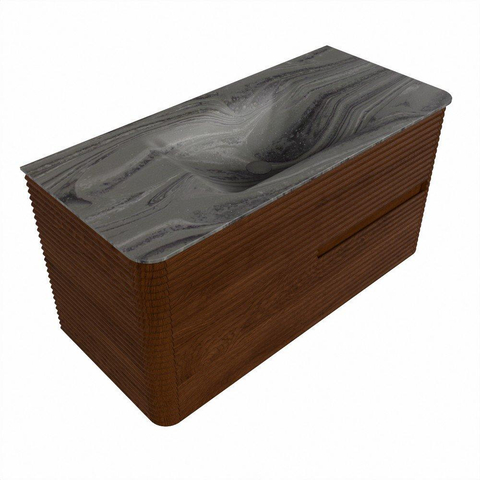Mondiaz CIRO-DLUX Ensemble de meubles de salle de bains - 100x45x50cm - lavabo solid surface Sombra - 1 bassin au milieu - 1 trou de robinet - 2 tiroirs - Ruby SW1531938