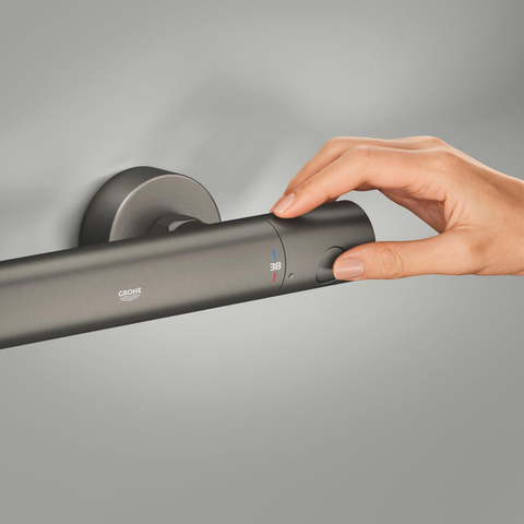 GROHE Vitalio Comfort doucheset - met thermostaat - geborsteld hard graphite (antraciet) SW1590100