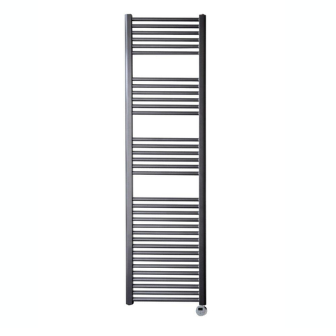 Sanicare Radiateur électrique - 172x45cm - 920W - design - thermostat - chrome - en bas à droite - gunmetal (anthracite) SW1000757
